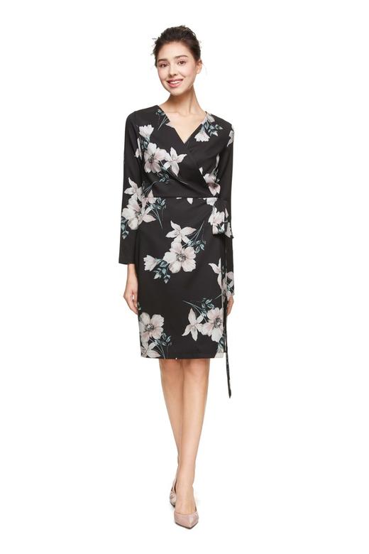 ELLA JADE V领束腰印花连衣裙 8886 商品图0