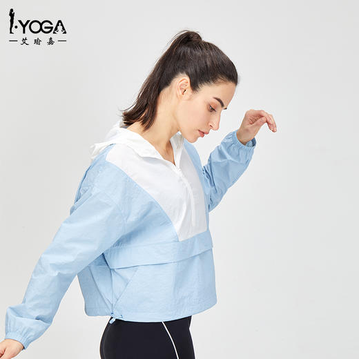 IYOGA艾瑜嘉瑜伽服连帽薄款透气吸汗外搭速干洋气健身跑步训练服罩衫拉链长袖J022 商品图0