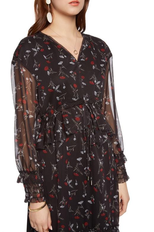 SUMMER & SAGE 花朵饰不规则V领连衣裙 5595 商品图2