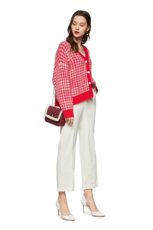 HAYES 红色格纹V领外套 8768 商品图1