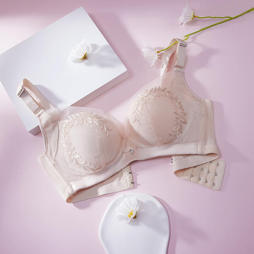 都市丽人内衣薄刺绣三排扣无钢圈3/4杯常规文胸LB326A 商品图0