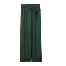 松紧腰花瓣抽绳阔腿长裤