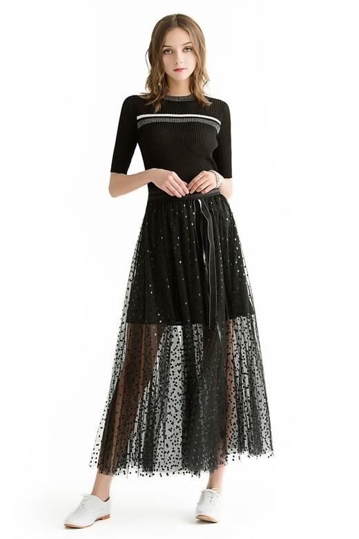 ROSEHOO 波点网纱透视长裙 1151 商品图4