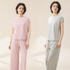 康妮雅睡衣女夏季女式短袖长裤套头套装