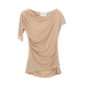 单边飞片袖针织T恤