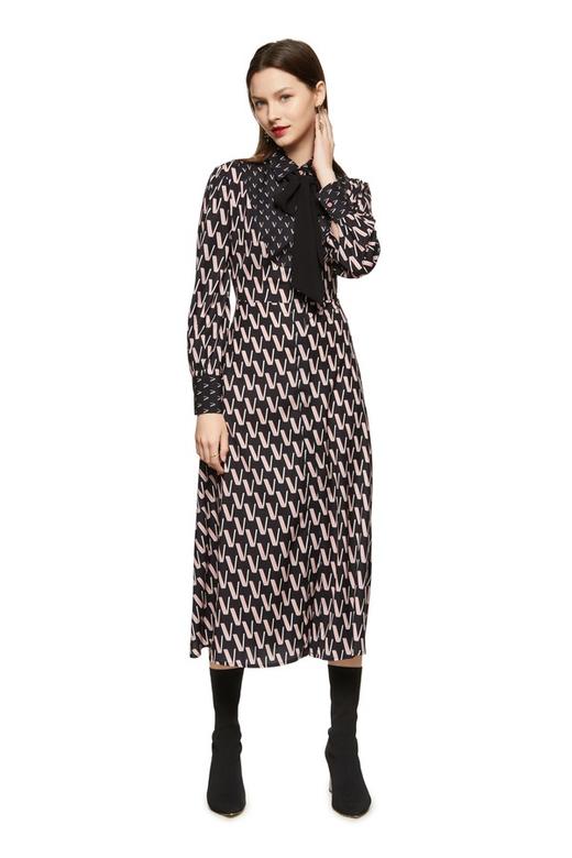 ANSUABEL V字印花系带连衣裙 8799 商品图0