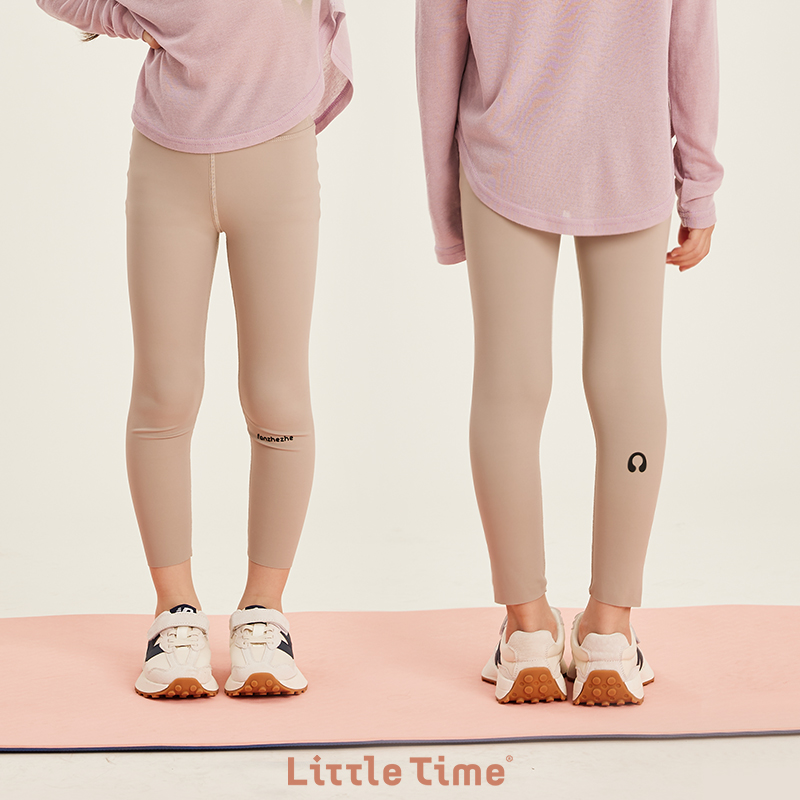 littletime女童瑜伽裤紧身打底裤外穿2023春秋新款运动速干鲨鱼裤