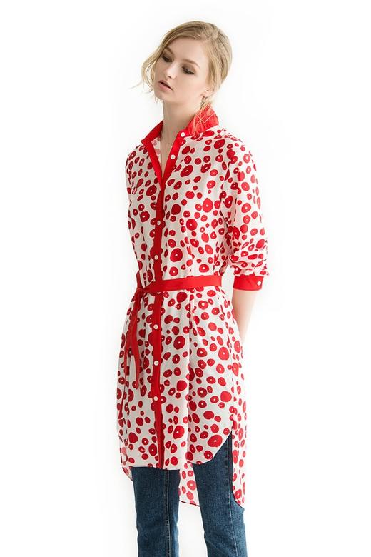 SINGLY 红色几何印花衬衫裙 1169 商品图0