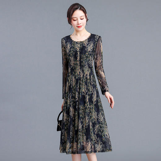 时尚印花，休闲裙宽松大码连衣裙QYM-SY23C10-Y 商品图1