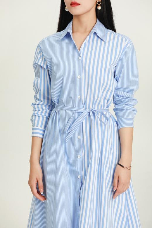 SUMMER & SAGE 蓝色条纹束腰衬衫裙 5915 商品图3