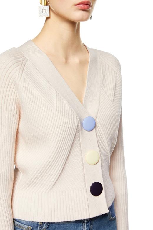 AVA 拼色大纽扣V领开衫 8845 商品图3