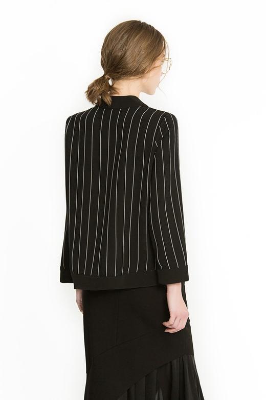 ROSEHOO 黑色V领条纹开衫 1154 商品图2