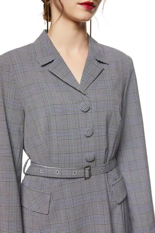 SIA SAYLOR 灰色格纹束腰连衣裙 8788 商品图3