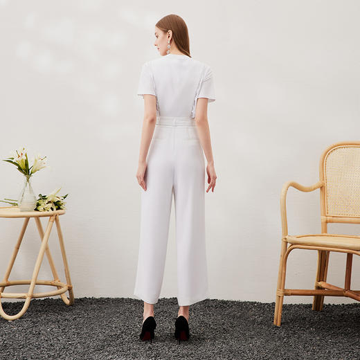 EITIE爱特爱春季新款时尚通勤百搭V领无袖收腰连体裤长裤女6907609 商品图5