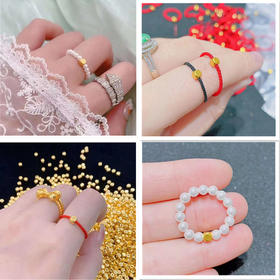 足金999小方糖金珠戒指吊坠黄金方珠手链（免费配珍珠或编绳）