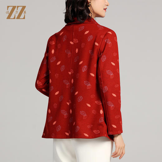 佐尔美2023春季新款 双面穿简约绵羊毛碎花上衣女外套E23SY01 商品图4