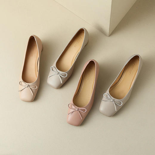 OLD m1295aa法式复古蝴蝶结中跟玛丽珍小皮鞋 商品图2