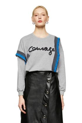 HAYES 拼色木耳边字母饰卫衣 8703