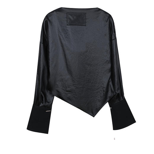 荡领斜摆落肩拼袖上衣 商品图5