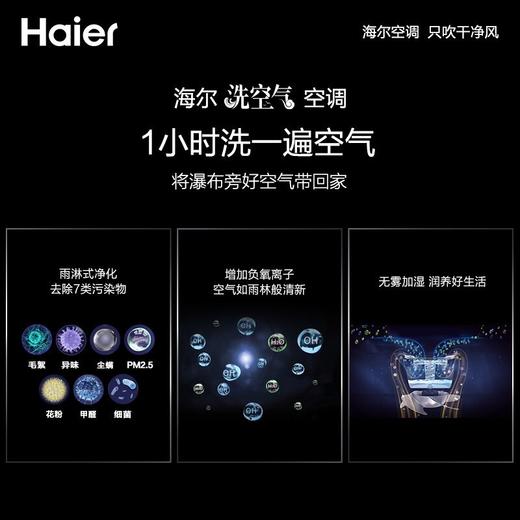 海尔（Haier）空调KFR-35GW 13HAA81VU1(蓝) 新一级变频挂机壁挂式1.5匹星空蓝劲享 声源定位送风 智能语音交互洗空气空调 1.5匹洗空气_聚合双向风_清新离子洗_独 商品图2