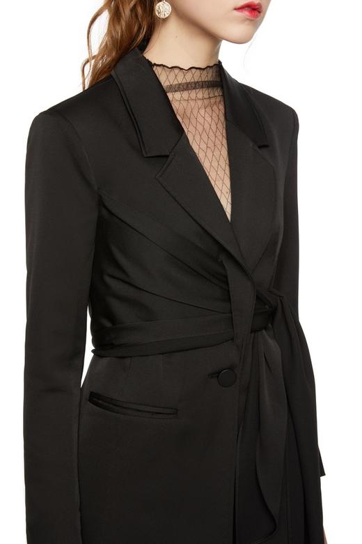 AUGUST 1 EIGHT 系带束腰黑色西装外套 5713 商品图2