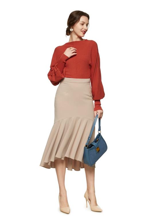 LNNNS 砖红色羊腿袖上衣 8766 商品图1