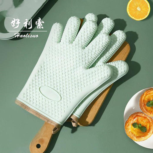 「五层加厚！隔热防烫」防烫隔热手套 厨房用品微波炉烘焙烤箱耐高温硅胶防滑加厚五指灵活 商品图1