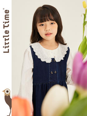 littletime女童牛仔背心裙2023春季新款韩版文艺儿童春秋连衣裙