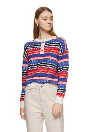 SIEGO 民族风混色套头上衣 8713