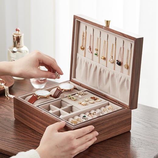 初心| 带托盘实木首饰盒北美黑胡桃木 商品图4