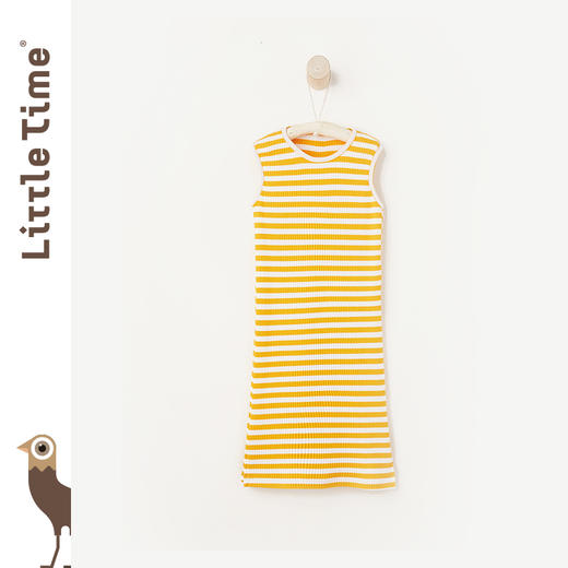littletime童装夏季新款女童亲子装长裙无袖简约条纹连衣裙 商品图1