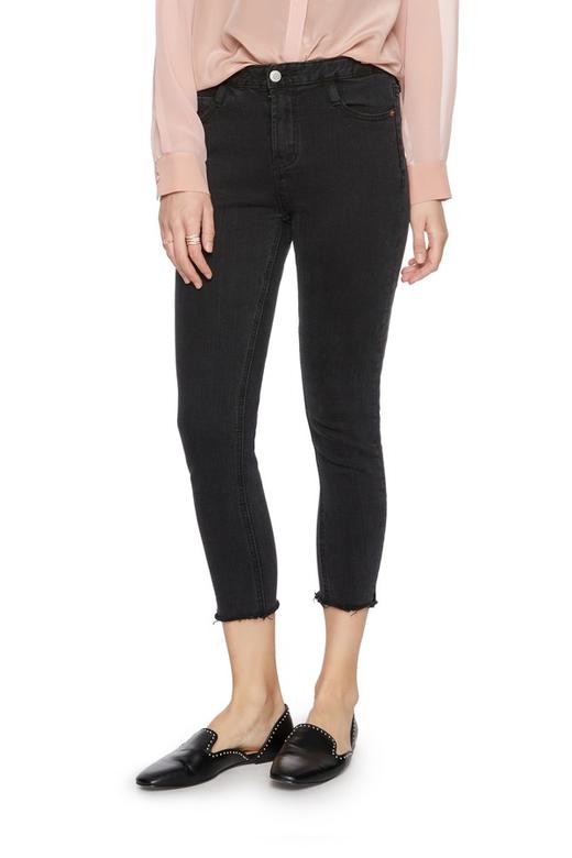 CU+CH蔻趣 黑色磨边修身牛仔裤 5172 商品图0