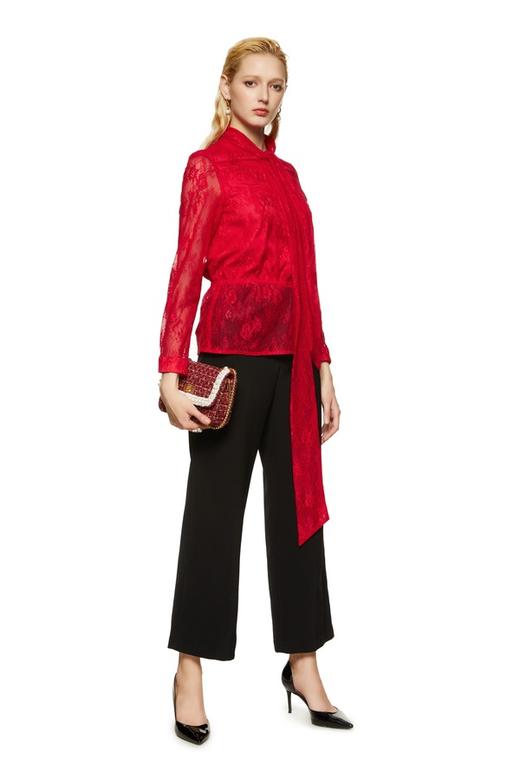 L.Fleuri 红色半透明蕾丝系带上衣 8792 商品图1