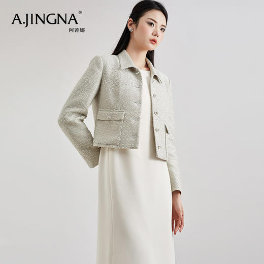 【商场同款】阿菁娜春小香风时尚感单排珍珠扣小外套A28C107005 商品图2