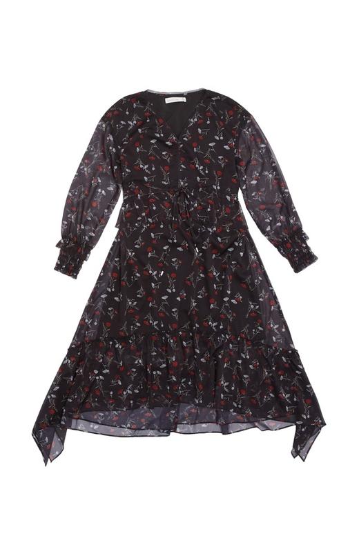 SUMMER & SAGE 花朵饰不规则V领连衣裙 5595 商品图4