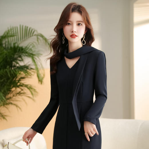 春装收腰减龄潮流百搭大气修身显瘦鱼尾连衣裙HR-LMJY2316-1 商品图8