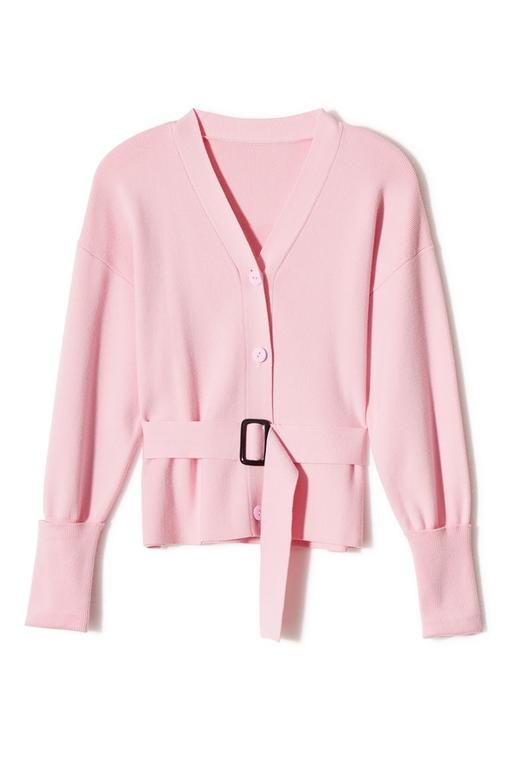 Le Malene 粉色方扣束腰针织外套 8876 商品图4