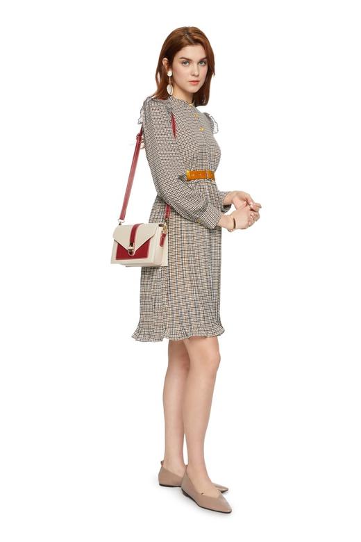 Betu百图 拼色千鸟格束腰连衣裙 5248 商品图3