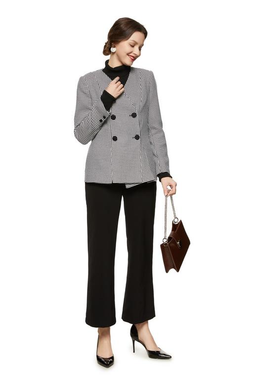 Lia Shade 双排扣千鸟格V领外套 8903 商品图1