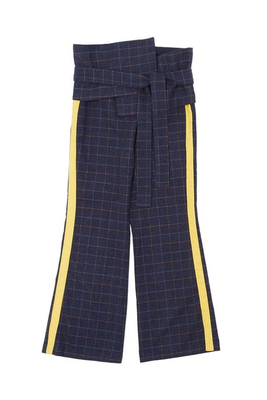 AVA 条纹饰格纹收腰长裤 4414 商品图4