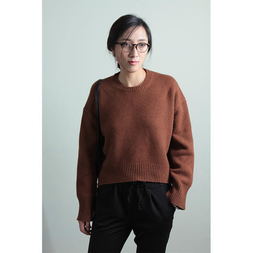 丁摩 牦牛绒低圆领厚实高绒宽松有型针织衫1001WX-145 商品图1