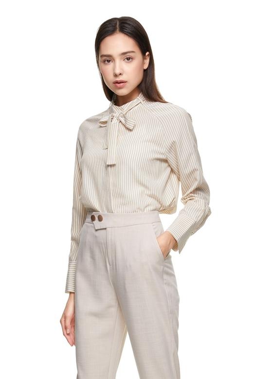 LNNNS 米色条纹系带衬衣 8789 商品图0