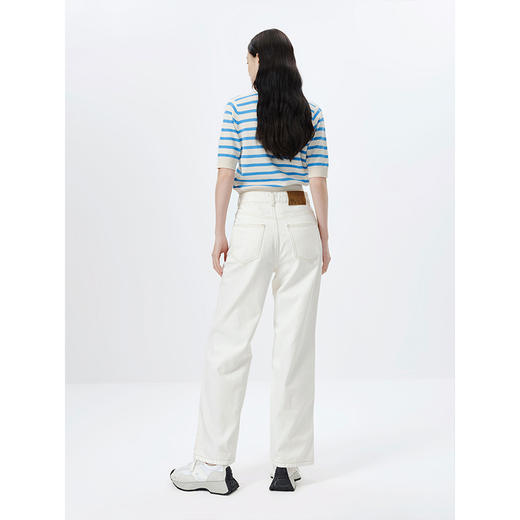 NEELLY纳俪商场同款气质V领短袖条纹针织衫女单排扣套头毛衣开衫N23031A01142 商品图3