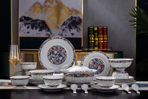 富玉 景德镇陶瓷 餐具套组 家用玲珑瓷 万花餐具 商品图0