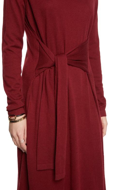 OCTAVIA 酒红色高领收腰连衣裙 5552 商品图2