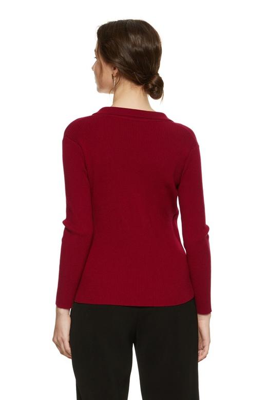 ELLA JADE 酒红色不规则围裹上衣 8765 商品图2