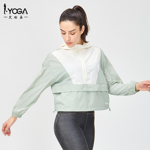 IYOGA艾瑜嘉瑜伽服连帽薄款透气吸汗外搭速干洋气健身跑步训练服罩衫拉链长袖J022 商品图2