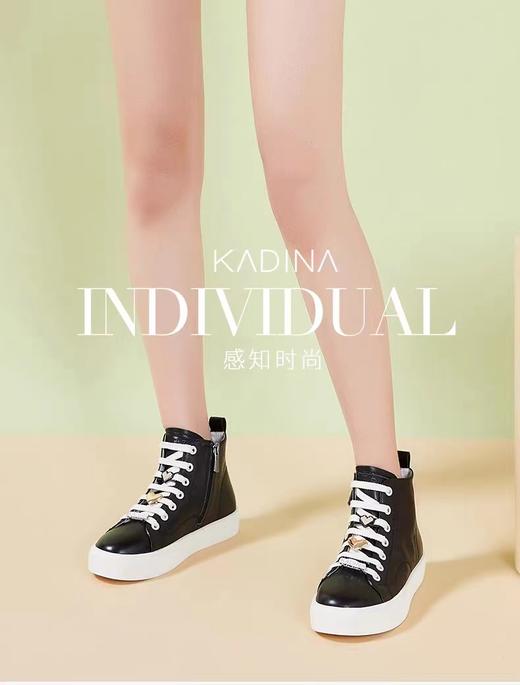 卡迪娜23年春季新款交叉绑带板鞋轻便平跟深口女休闲鞋KC233302 商品图0