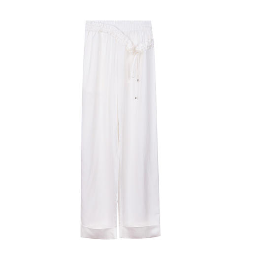 松紧腰花瓣抽绳阔腿长裤 商品图0