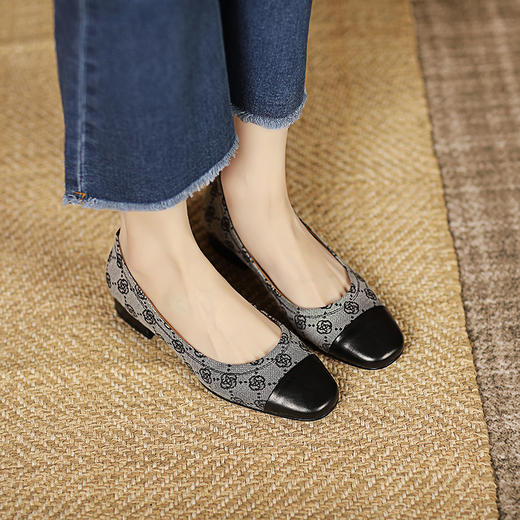 新款爆款豆豆鞋，拼色方头网红爆款平底鞋HYT-7198A 商品图2